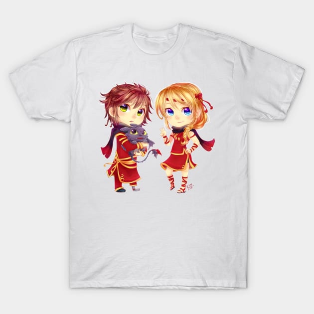 chibi Hiccup and Astrid T-Shirt by ibahibut